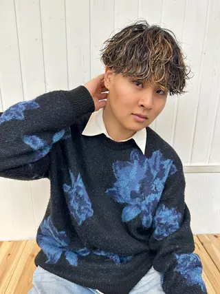 パーマ メンズ KEIGO/ ベージュカラーのヘアスタイル