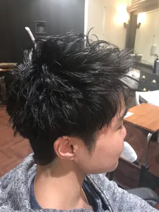 ショート パーマ メンズ アザマ　ヤスカツ _rosso 川口のヘアスタイル