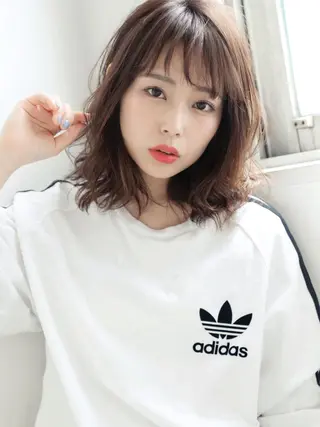 ミディアム カラー パーマ ヘアアレンジ 年間1500人担当 代表 南一路のヘアスタイル