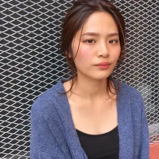 セミロング カラー ヘアアレンジ 薬院:今泉/上川美幸 ボブ/顔周りレイヤーのヘアスタイル