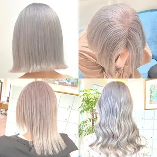 セミロング カラー ヘアアレンジ 🧸ハイトーン🧸 ゆっきー🧸のヘアスタイル