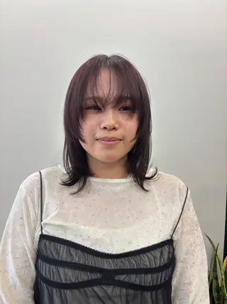 ミディアム カラー ハードパーマ Rico💜のヘアスタイル