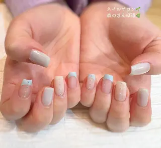 ネイル ショートネイル 森のさんぽ道のネイルデザイン