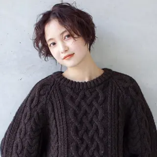 ショート カラー パーマ 堀口 英一のヘアスタイル