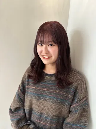 ロング カラー パーマ 安丸 結夏のヘアスタイル