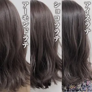ミディアム カラー レイヤーカット 透明感カラーのヘアスタイル