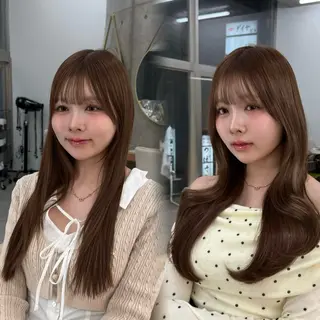 ロング カラー 髪質改善|透明 感カラー🩵レイヤーのヘアスタイル