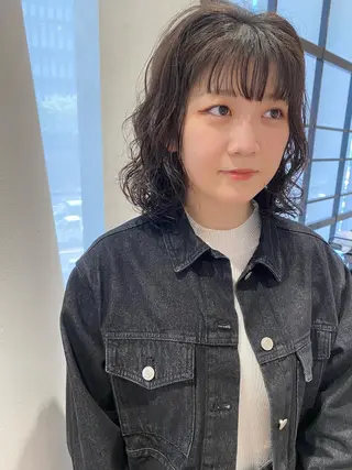 ミディアム カラー パーマ 増井 彩乃のヘアスタイル