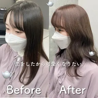 セミロング カラー ダブルカラー特化💍 tiam💍韓国ヘアのヘアスタイル