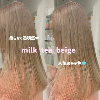 カラー セミロング ♡韓国ヘア♡ ブリーチ✨ハイトーンのヘアスタイル