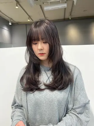 ロング カラー 柔らかブラウン/顔周 りレイヤー♡ユウシのヘアスタイル