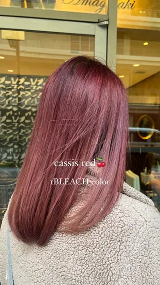 セミロング ルナ|縮毛矯正 ×デザインカラー🥝のヘアスタイル