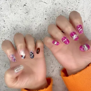 ミディアム カラー パーマ ヘアアレンジ メンズ キッズ ネイル マツエク・マツパ アイブロウ Salon Ｋのネイルデザイン