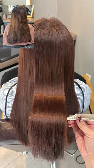 セミロング カラー レイヤー✂︎ぷつボブ 艶カラー🤍noaのヘアスタイル