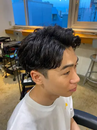 ショート パーマ メンズ レイヤーボブ/ 艶カラー/サナ🌼のヘアスタイル