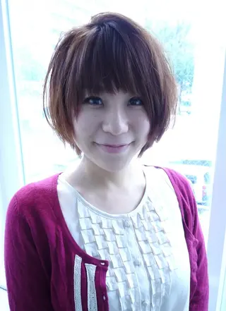 ショート パーマ カラー パピヨンロゼ 髪質改善/酸性のヘアスタイル
