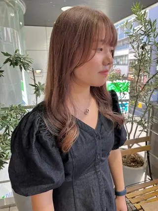 セミロング カラー カットパーマ 🌀あさみのヘアスタイル