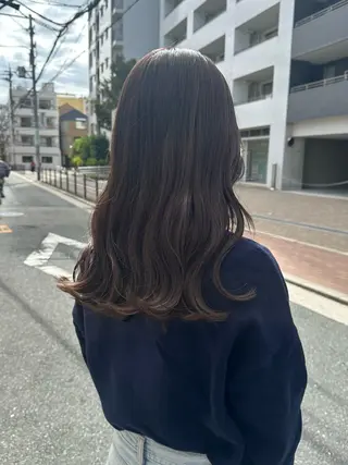 セミロング カラー Rinka/梅田/ 透け感カラー🤎のヘアスタイル