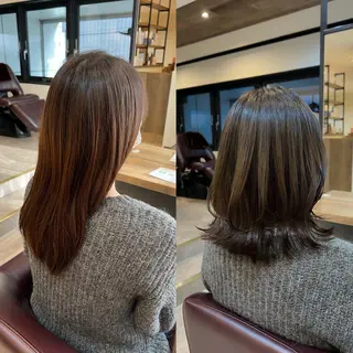 ミディアム カラー 工藤 梨花のヘアスタイル