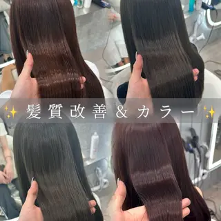 ミディアム カラー ブリーチなしW🎀 髪質改善／はのんのヘアスタイル