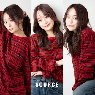セミロング カラー SOURCE堺東🫧 ヘアケア/艶カラーのヘアスタイル