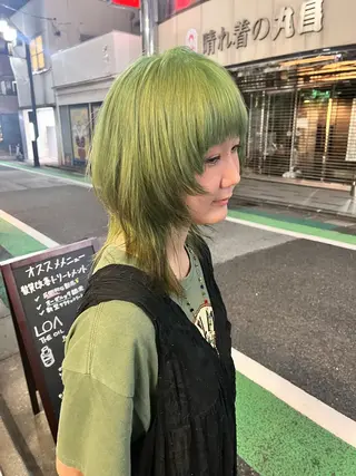 ミディアム カラー ハイトーンを育てる ブリーチカラー/牧原のヘアスタイル