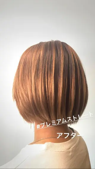 ミディアム 髪質改善ストレート、 カラー清野雄大のヘアスタイル