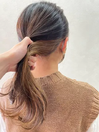 セミロング カラー 加藤 遥花のヘアスタイル