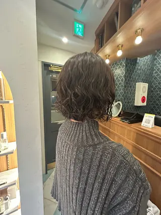 ミディアム パーマ オリーブカラー/みづ き/ボブパーマ🤍のヘアスタイル