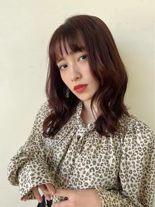 ミディアム カラー パーマ 瀧上 菜津美のヘアスタイル