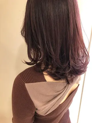 セミロング カラー 盛れるレイヤーカット 得意🌹井上美沙のヘアスタイル