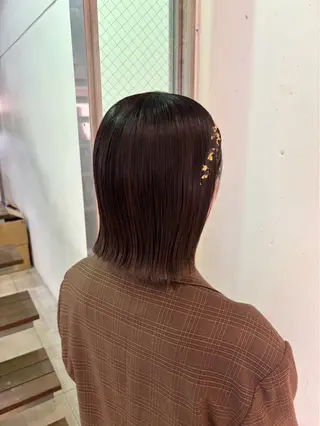 ミディアム ヘアアレンジ 暖色カラー/ ストレート/くるみのヘアスタイル