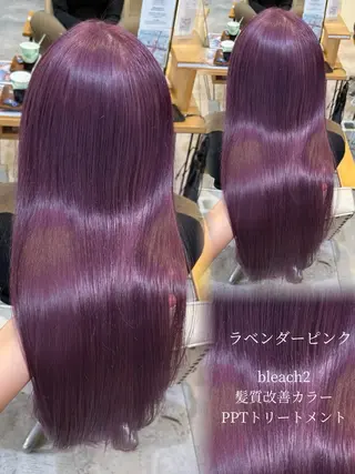 ロング カラー 肌に馴染むハイトーン /ミルクティーカラーのヘアスタイル