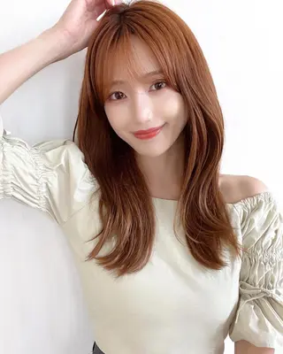セミロング カラー 顔周り/くびれヘア 韓国ヘア💕風間るなのヘアスタイル