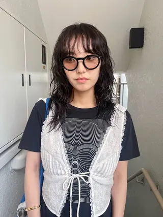 ロング カラー パーマ レイヤーカット🍏 オリーブ/ののかのヘアスタイル