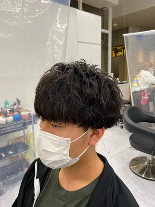 セミロング パーマ ヘアアレンジ メンズ メンズ特化 水口湧太のヘアスタイル