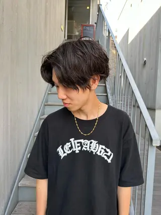 ショート パーマ メンズ 似合わせレイヤー 海外風レイヤーmioのヘアスタイル