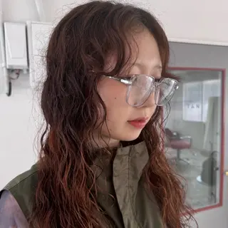 ミディアム カラー パーマ 繭所属・こはる／ハードパーマ /癖毛風パーマ🧃のヘアスタイル