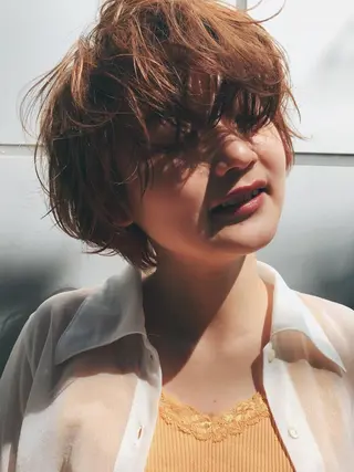 ショート カラー パーマ メンズ/パーマ /レディース髪質改善のヘアスタイル