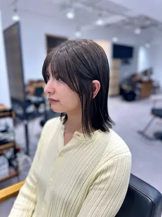 ミディアム カラー パーマ ヘアアレンジ メンズ キッズ レイヤーカット 🌿透け感カラーのヘアスタイル