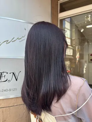 セミロング カラー レイヤー✂︎ぷつボブ 艶カラー🤍noaのヘアスタイル
