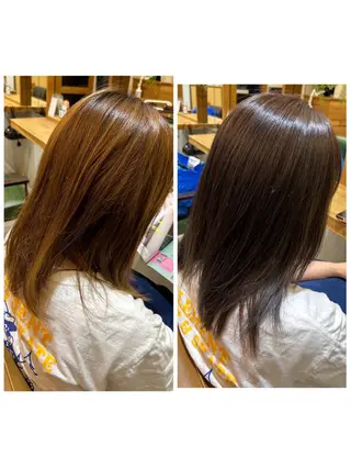 セミロング カラー 大久保 陽子のヘアスタイル