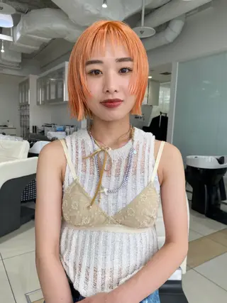 ミディアム カラー 似合わせカットカラー りおなのヘアスタイル