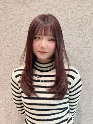 ロング カラー 興津/韓国レイヤー ダブルカラー美髪縮毛のヘアスタイル