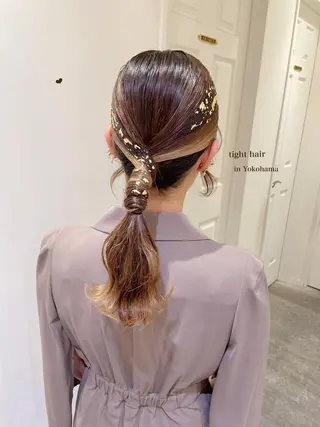 セミロング ヘアアレンジ シールエクステ横浜 🐏☁️miminaのヘアスタイル