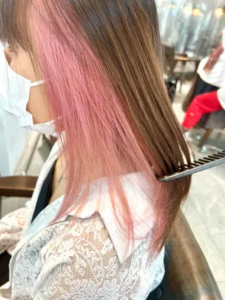 セミロング カラー ヘアアレンジ 🌈インナーカラー ‘ショウマ’🌈のヘアスタイル