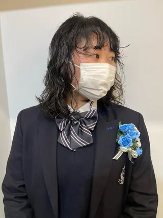 ミディアム カラー パーマ 早瀬裕之 パーマのヘアスタイル