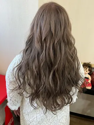 ロング カラー ヘアアレンジ きむえり/髪質改善 /うねり広がり改善のヘアスタイル