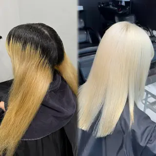 ミディアム カラー ヘアアレンジ 【🥀履歴修正🥀】 ハイトーン職人/拓真のヘアスタイル