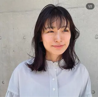 ミディアム カラー ショートウルフくせ毛 お任せくださいのヘアスタイル